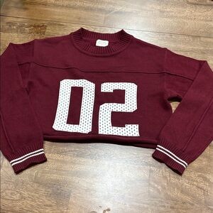 Urban nation sweater super soft. Small. Football jersey look. Cropped. Maroon